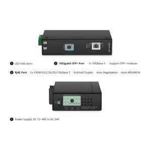 Industrial 1x 100M/1G/2.5G/5G/10GBase-T RJ45 to 1x