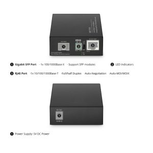 10/100/1000Base-T RJ45 to 1x 100/1000Base-X SFP